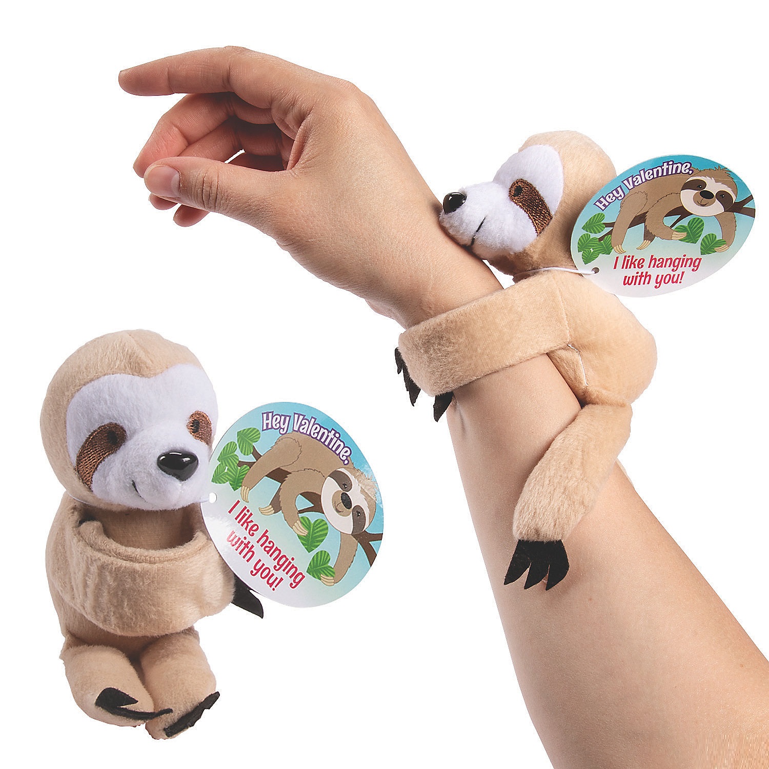 hugging-stuffed-sloth-bracelet-valentine-exchanges-with-card-for-12_13933184