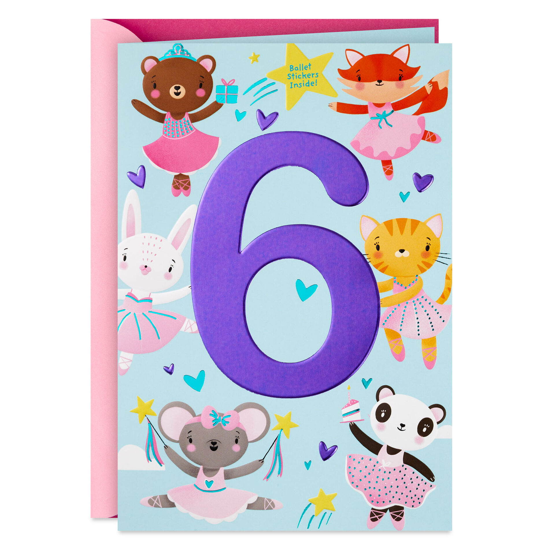 Ballerina-Animals-6th-Birthday-Card-With-Stickers_459HKB6121_01