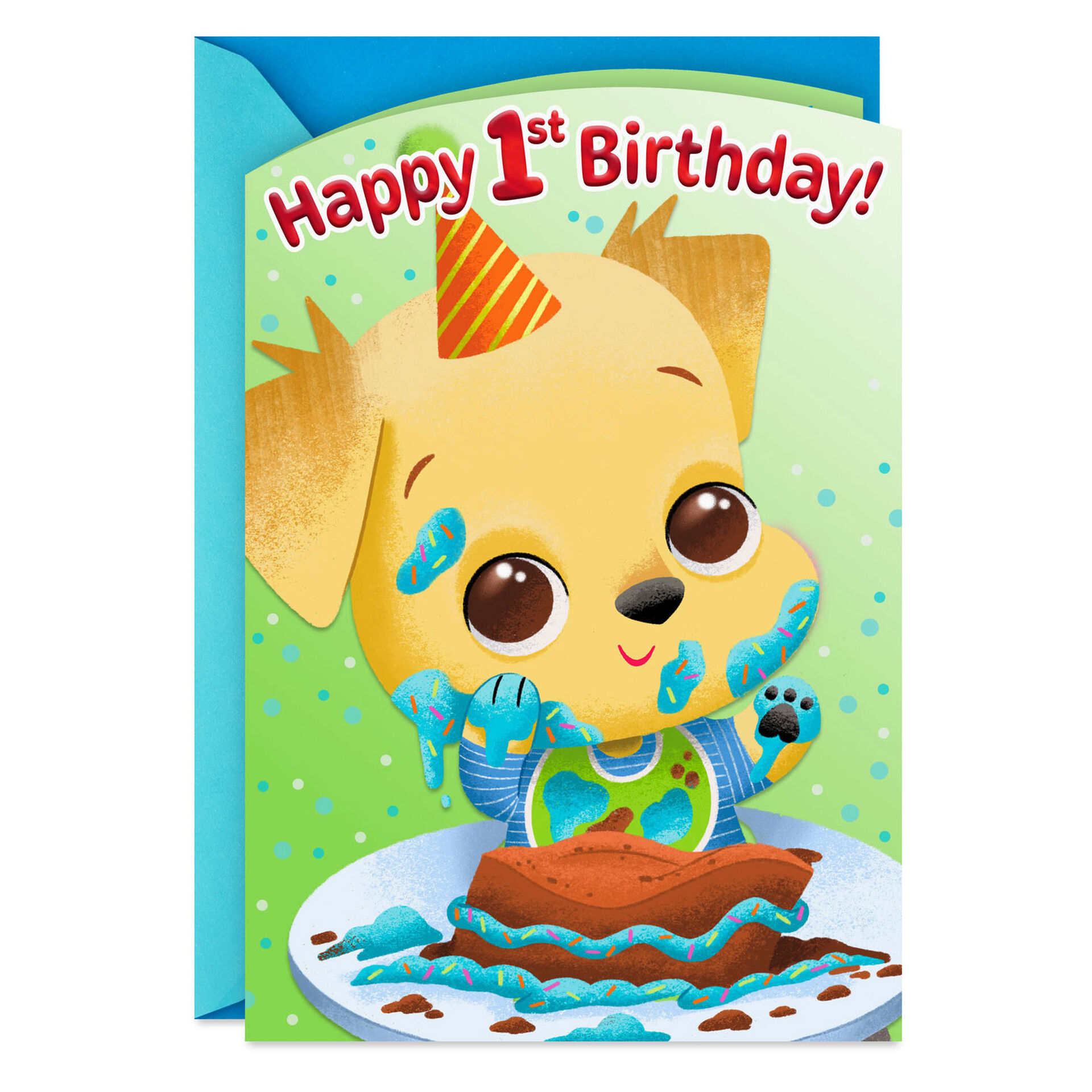 Dog-Eating-Cake-Kids-First-Birthday-Card-for-Boy_299HKB5949_01