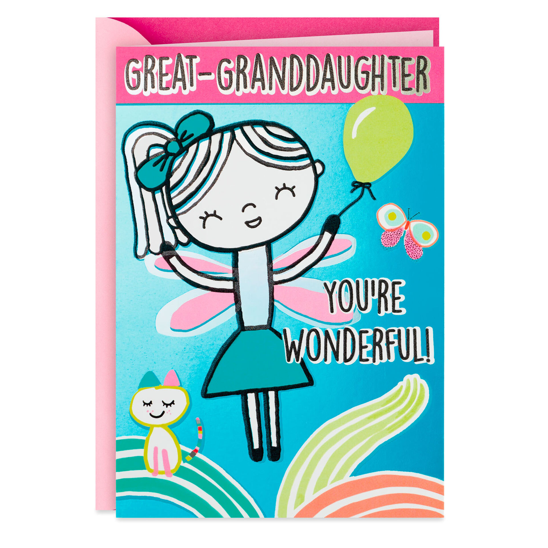 Fairy-Girl-and-Cat-GreatGranddaughter-Birthday-Card_399HKB9148_01