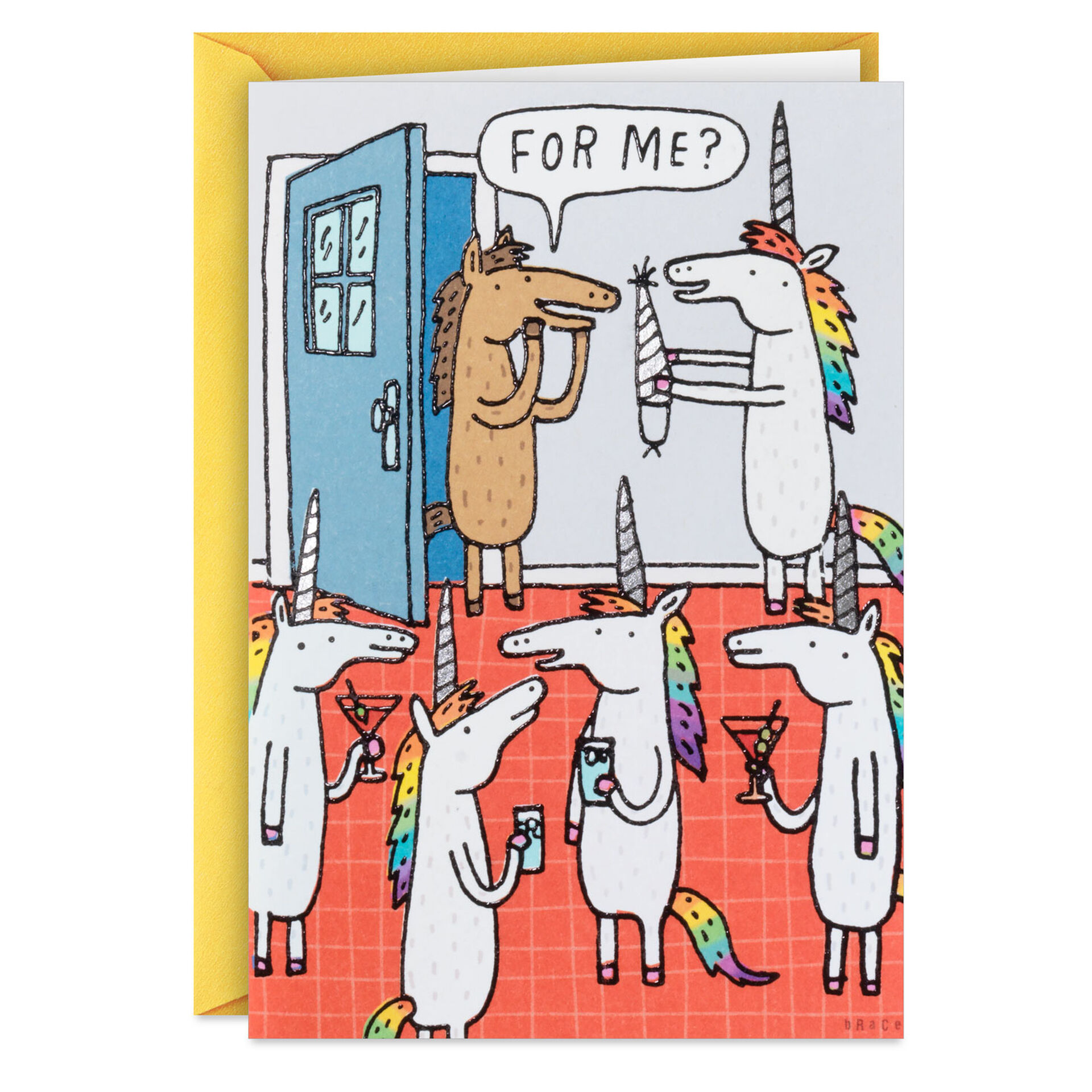 Horse-and-Unicorns-at-Party-Funny-Birthday-Card_399ZZB9866_01