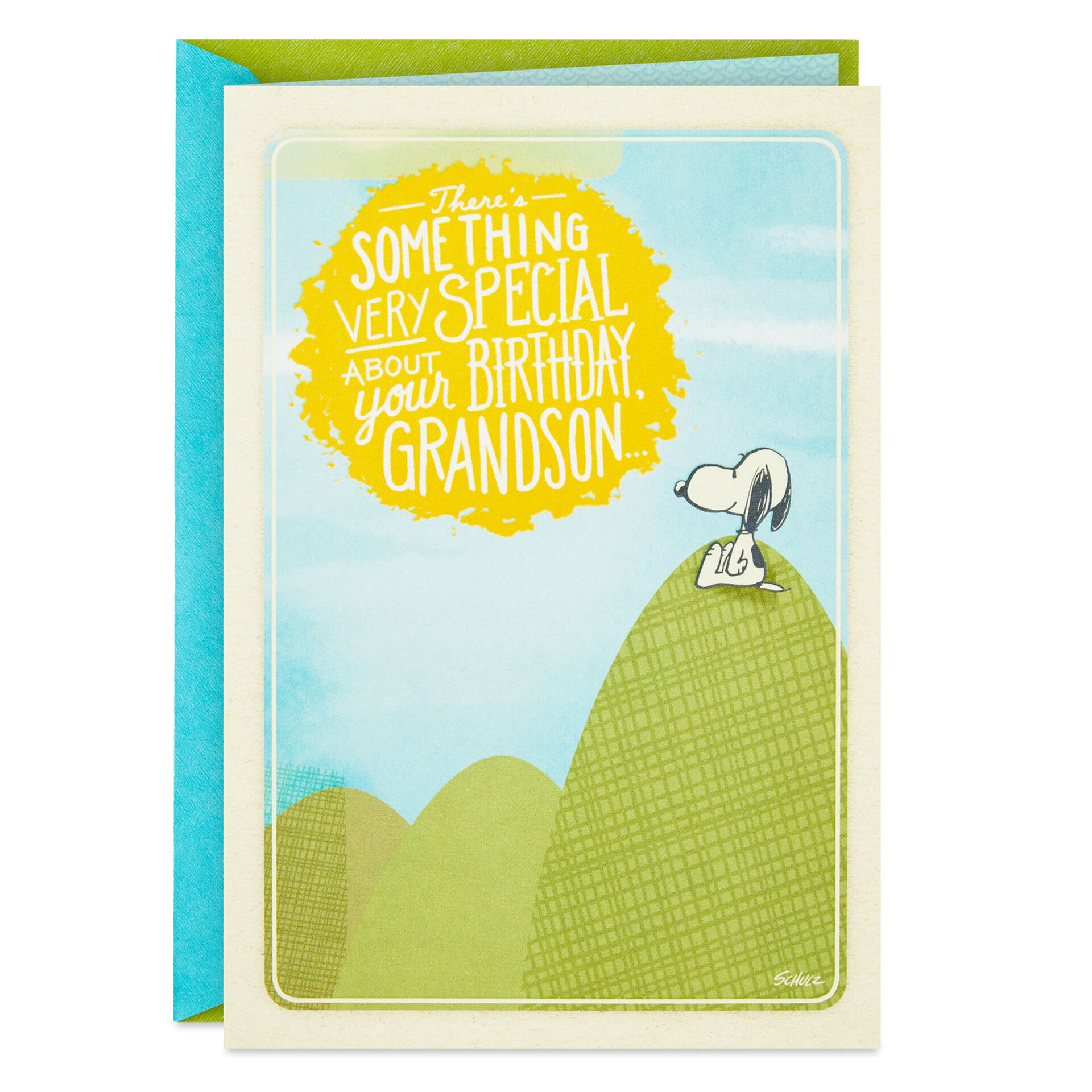 Snoopy-on-Hill-With-Sun-Grandson-Birthday-Card_299MAN9029_01