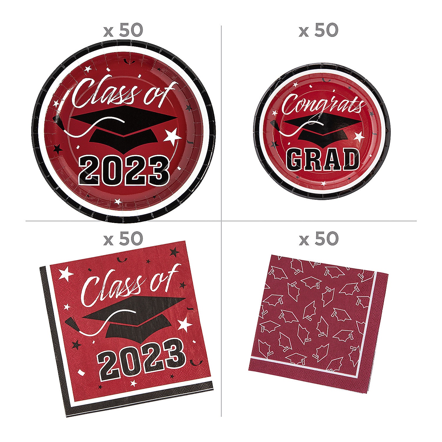 burgundy-2023-congrats-grad-tableware-kit-for-50-guests_14208491-a01