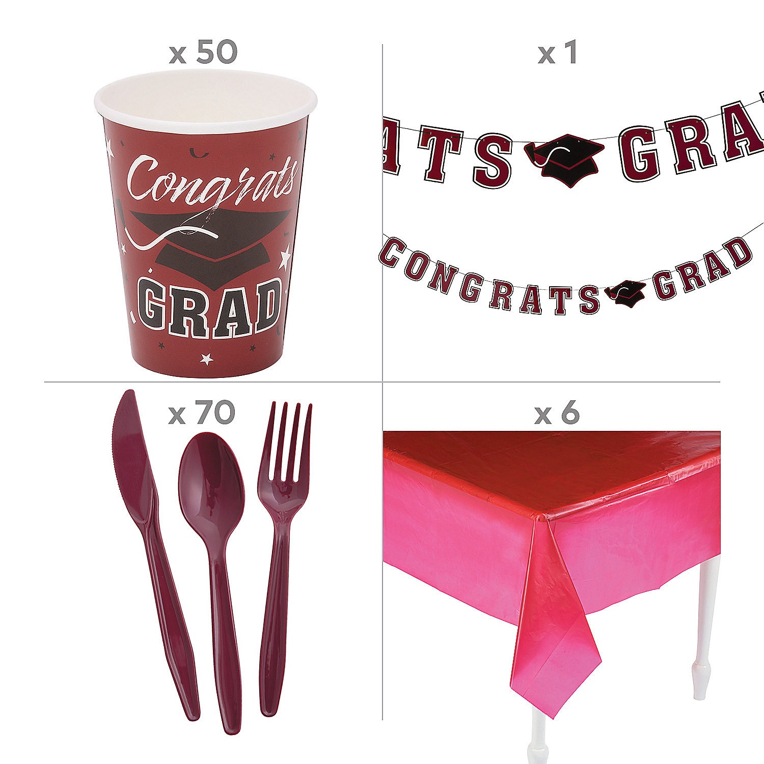 burgundy-2023-congrats-grad-tableware-kit-for-50-guests_14208491-a02